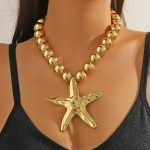 Beach Conch Metallic Style Beaded Necklace