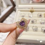 Grape Purple Diamond Collection Gold-Plated Full Diamonds Elegant Luxury Ring