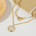 Baroque Pearl Alloy Pendant Collarbone Necklace