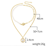 Baroque Pearl Alloy Pendant Collarbone Necklace