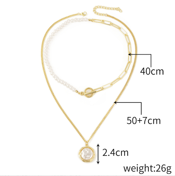 Baroque Pearl Alloy Pendant Collarbone Necklace