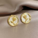 Monet's Garden Baroque Pearl Stud Earrings Oil Painting Style Vintage Earrings