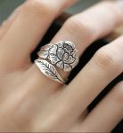 Peony Flower Vintage Chinese Style Opening Niche Design Index Ring