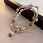 Double layered wear imitation natural stone pearl bracelet ancient style light luxury exquisite strings