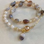 Double layered wear imitation natural stone pearl bracelet ancient style light luxury exquisite strings