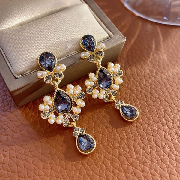 French Court Vintage Sparkling Diamond Baroque Fine Drop Earrings