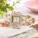 Korean fashion diamond pearl bracelet watch