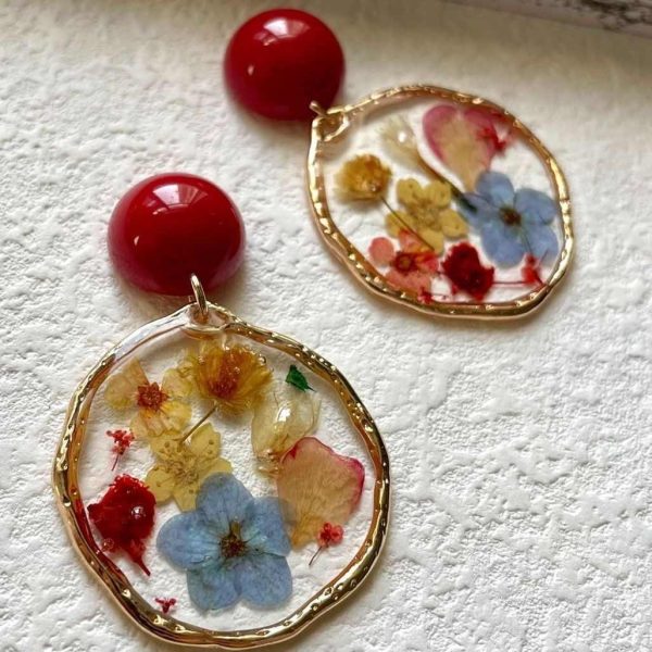 French Vintage Dried Flower Botanical Girl Fashion Hundred Earrings