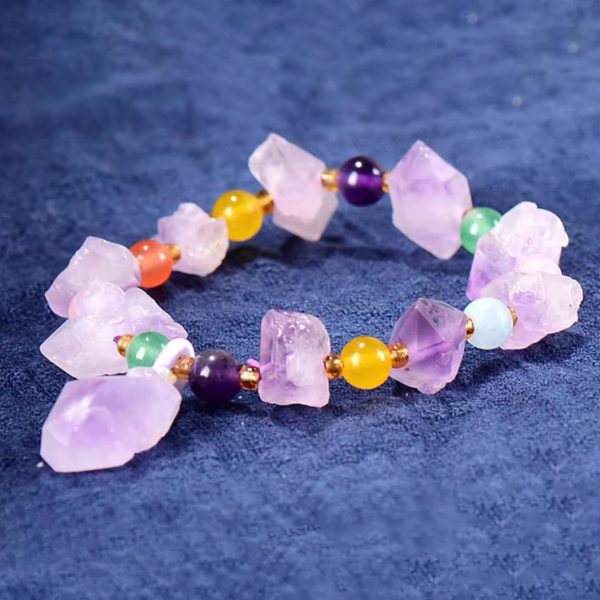 Pure Natural Amethyst Raw Stone Bracelet