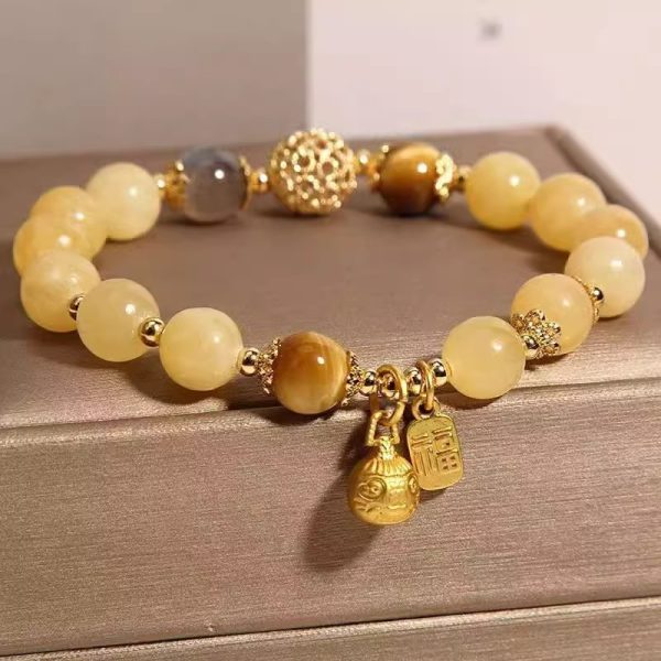 Yellow Cat's Eye Tunicates Yellow Hair Crystal Strings Fortune Stone Gifts for Girlfriends