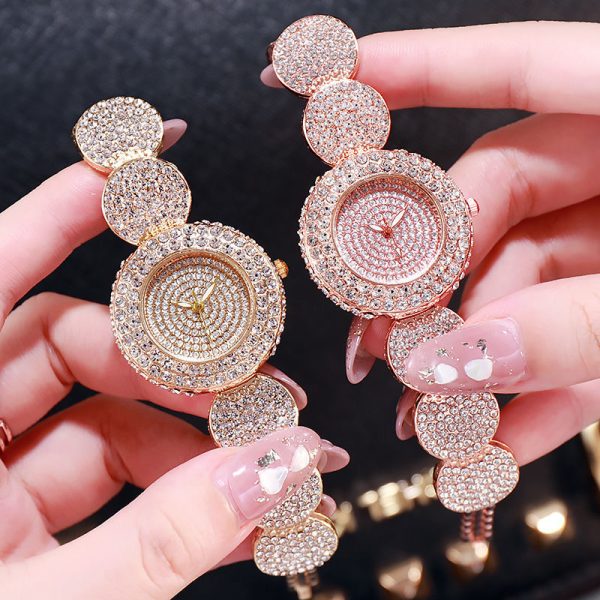 Winter New Full Body Rhinestone Luxury Gold Watch