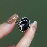 Women's Niche Light Luxury Black Rose Flower Open Rings