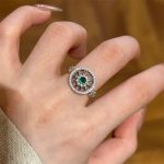 Light Luxury Fashion Starburst Emerald Micro Zirconia Ring