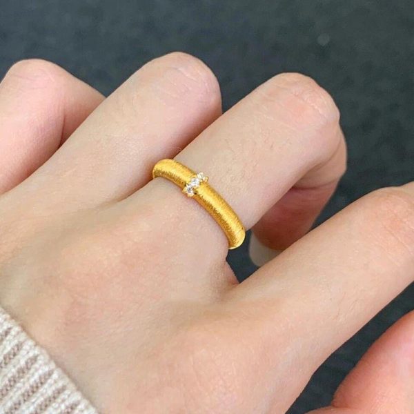 Yellow Gold Diamond Plain Ring