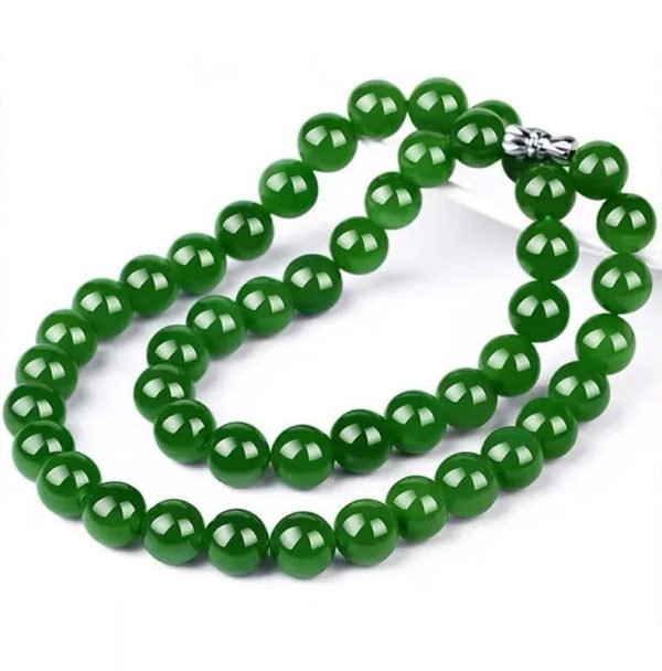 Xinjiang Hetian Round Ruyi Green Bead Necklace